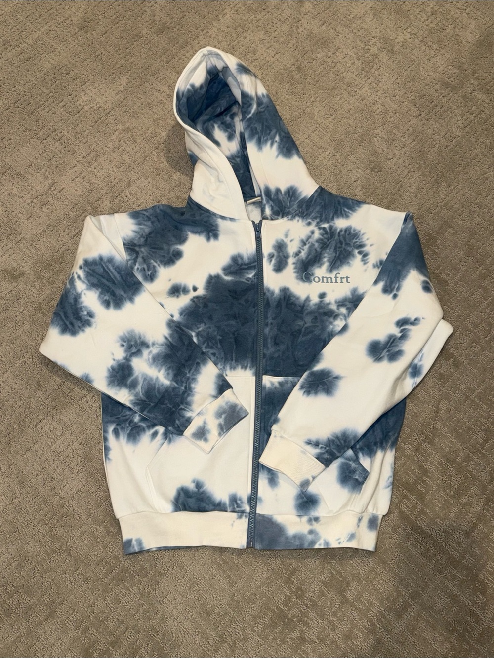 Blue Tie-Dye Zip Puffer Jacket - Picture 3 of 3